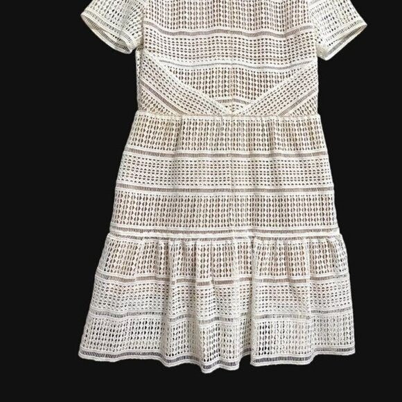 Self Portrait Patchwork Lace Mini Dress, White with  Nude,  Size 10‎ - Picture 8 of 16